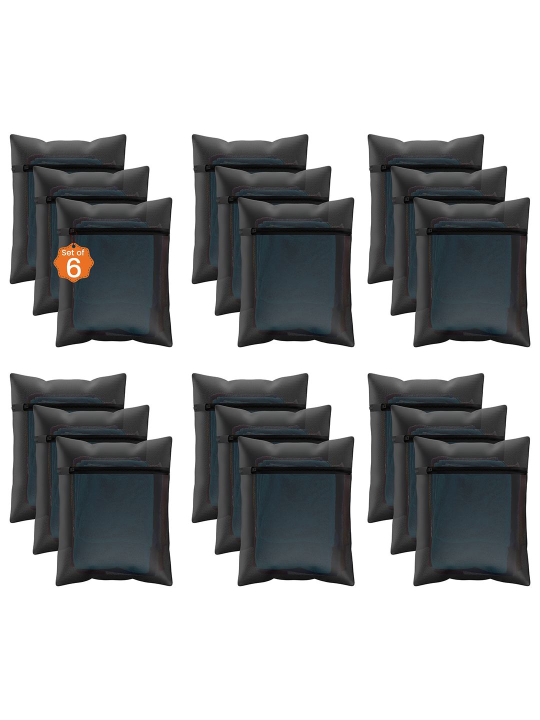 

Kuber Industries Black & Grey 18 Pieces Reusable Durable Laundry Bags With Zipper