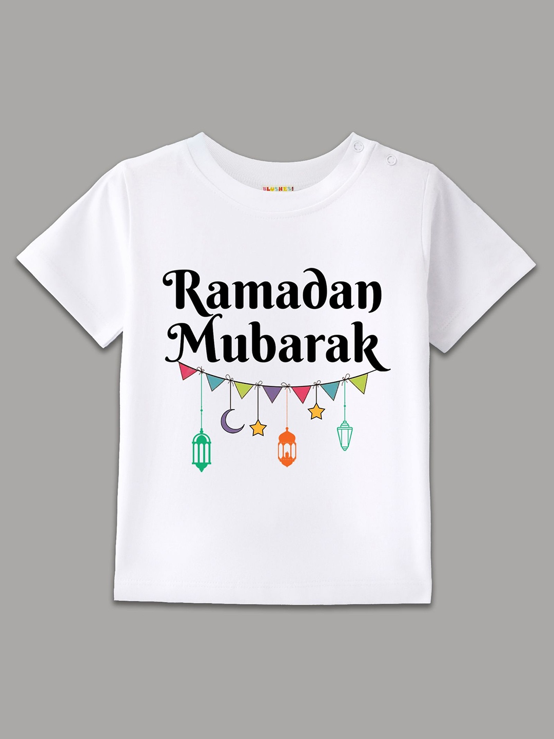 

BLUSHES Kids Graphic Printed Round Neck Cotton T-shirt, White