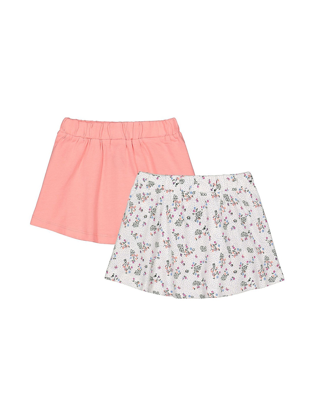 

mothercare Girls Pack Of 2 Floral Printed Cotton A-Line Skirts, White