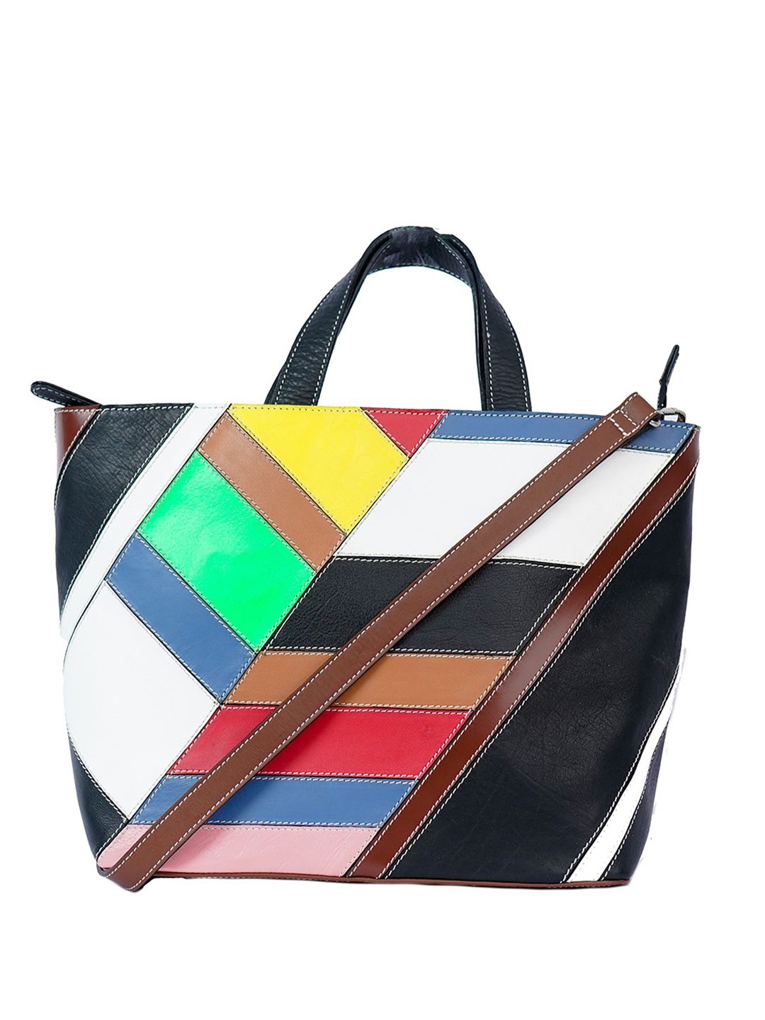 

PERKED Leather Structured Handheld Bag, White