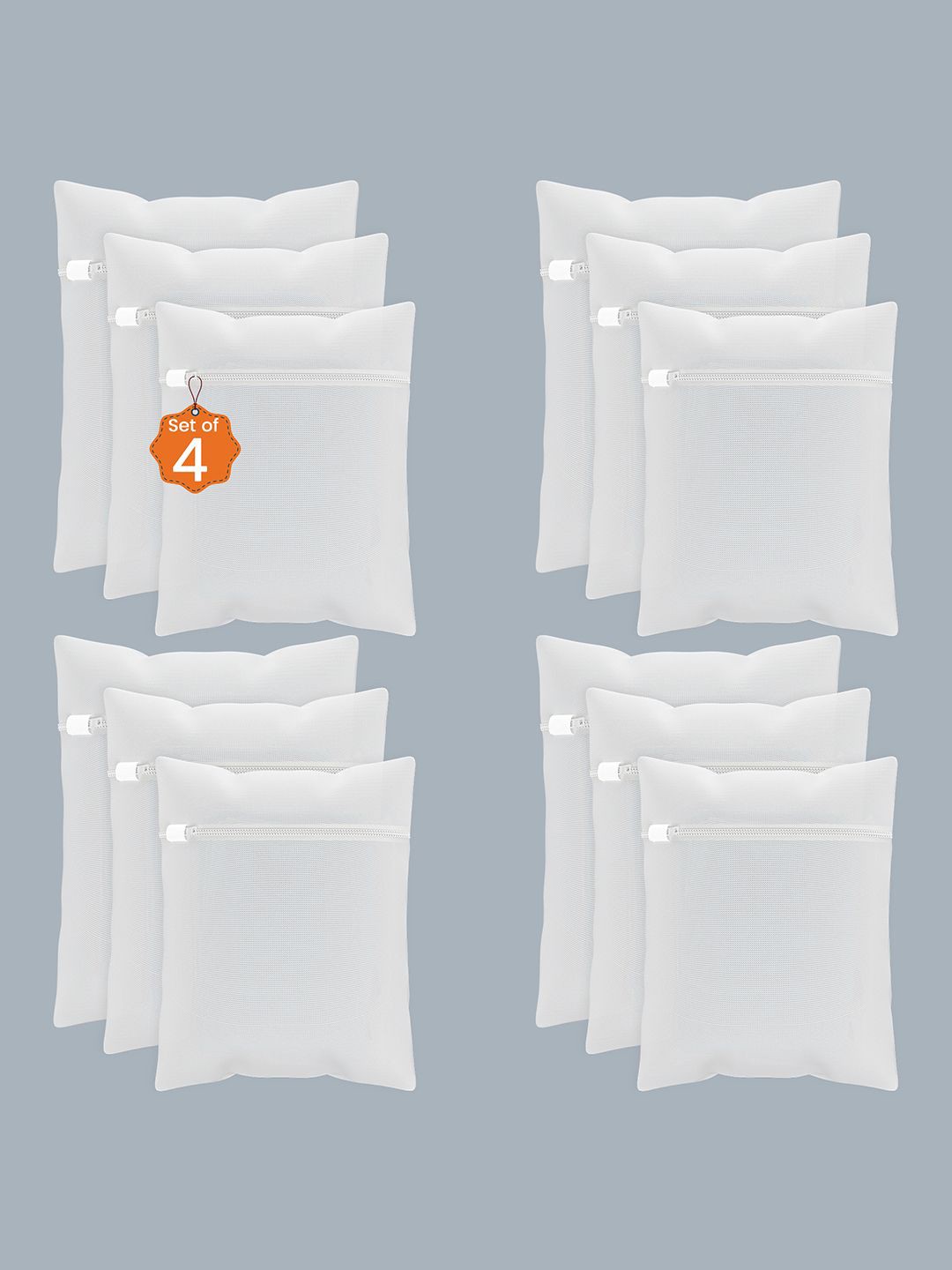 

Kuber Industries White 12 Pieces Reusable Rectangular Durable Laundry Bags With Zipper