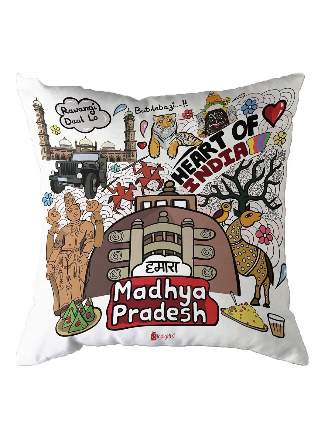 

Indigifts Black & White Square Shape Printed Cushion Cover With Filler