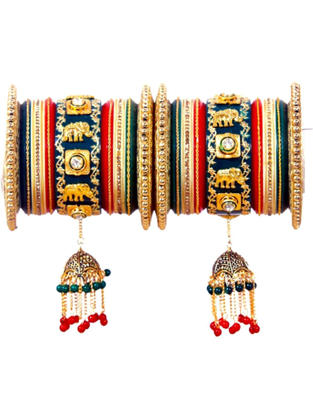 

Zindura Set Of 2 Gold Plated Crystals Studded Chuda Bangles