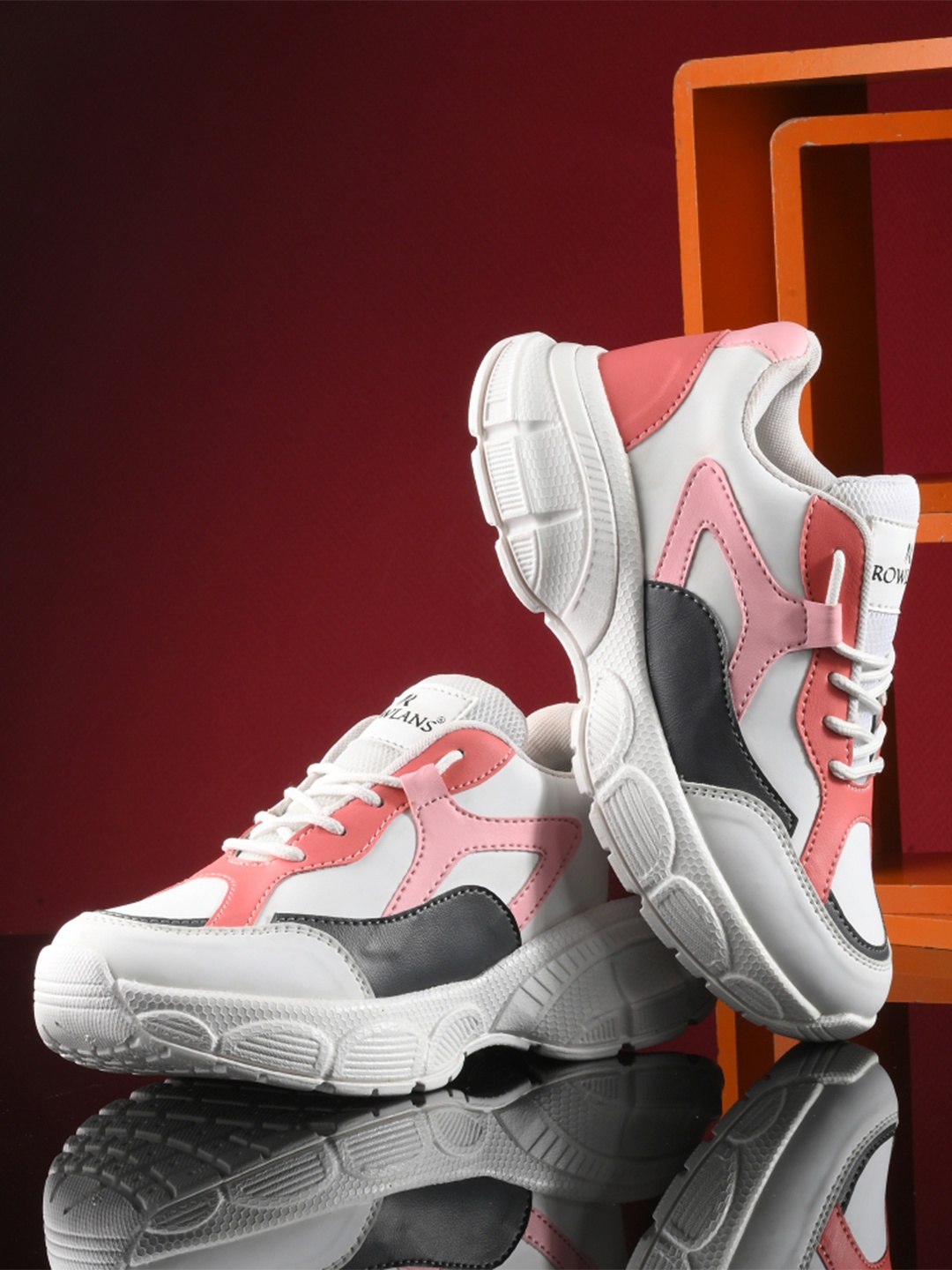 

Rowlans Women Colourblocked Lace-Ups Round Toe Sneakers, Pink