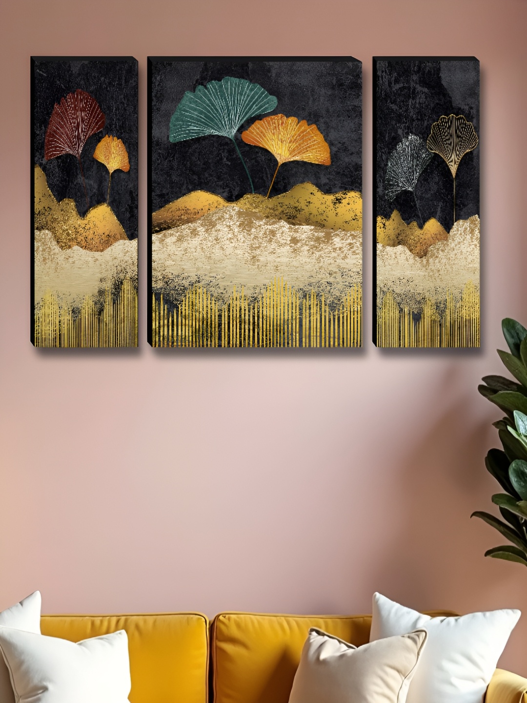 

Myntra Elegant Homes Grey & Beige 3 Pieces Printed Wall Paintings