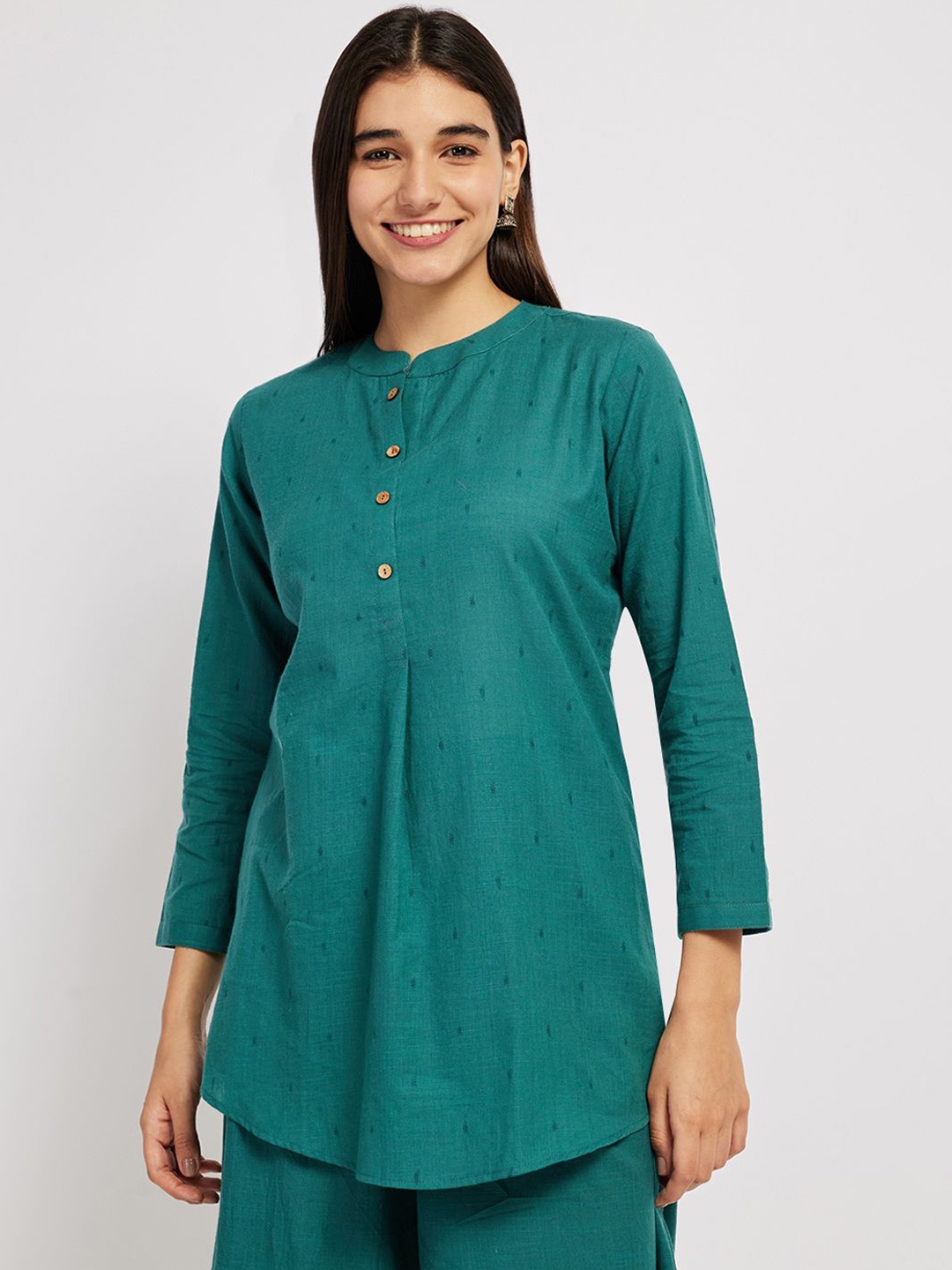 

Span A-line Printed Kurta, Green