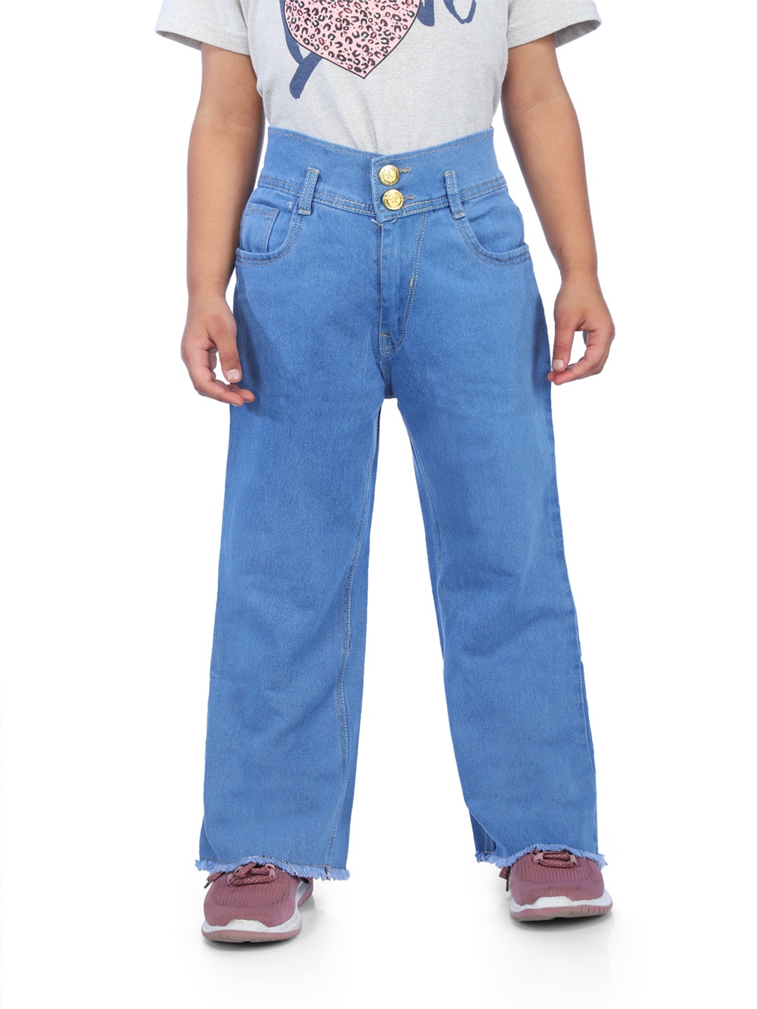 

GUCHU Girls Flared High-Rise Jeans, Blue