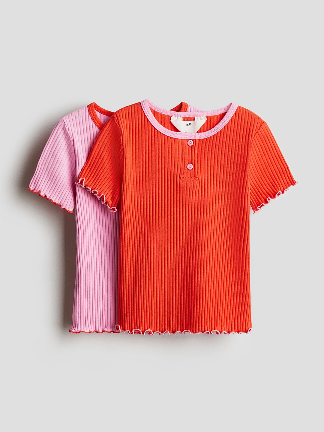 

H&M Girls 2-Pack Cotton Jersey Tops, Orange