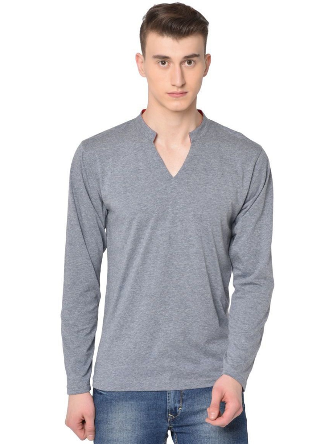 

Unicus Apparel Mandarin Collar Cotton T-shirt, Grey
