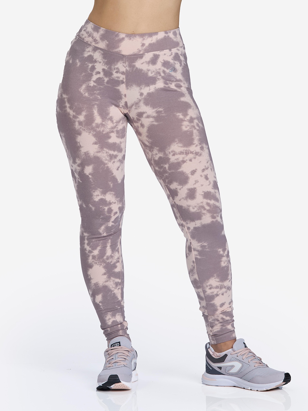 

Domyos By Decathlon Women Fitness Printed Cotton Tights, Beige