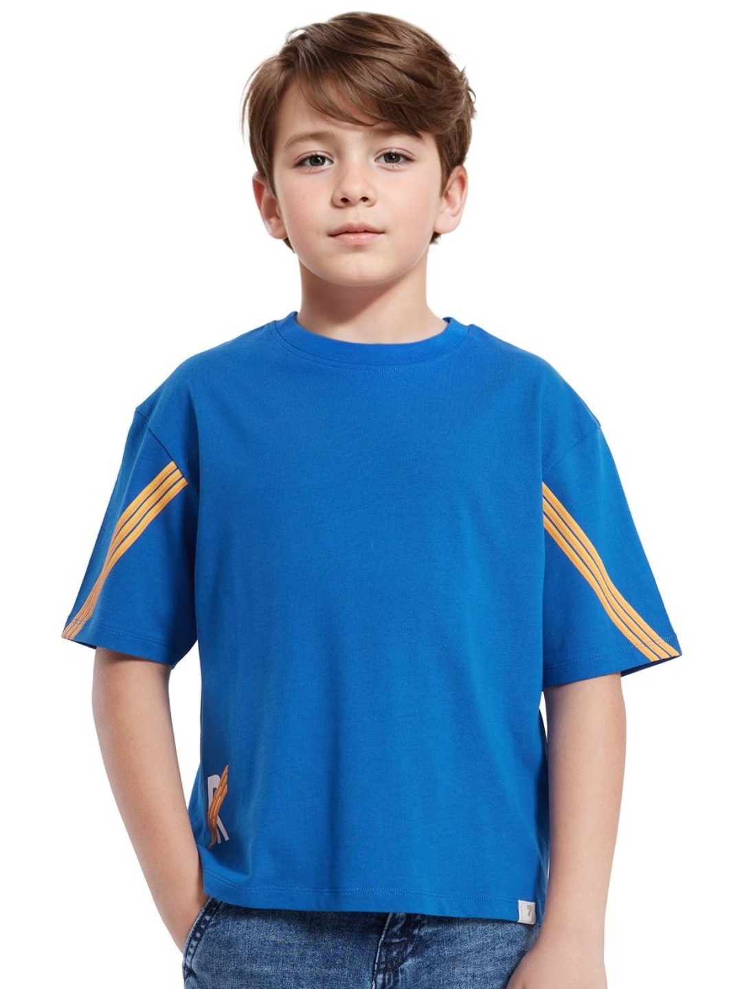 

RARE ONES Boys Graphic Printed Round Neck Cotton Relaxed Fit T-shirt, Blue