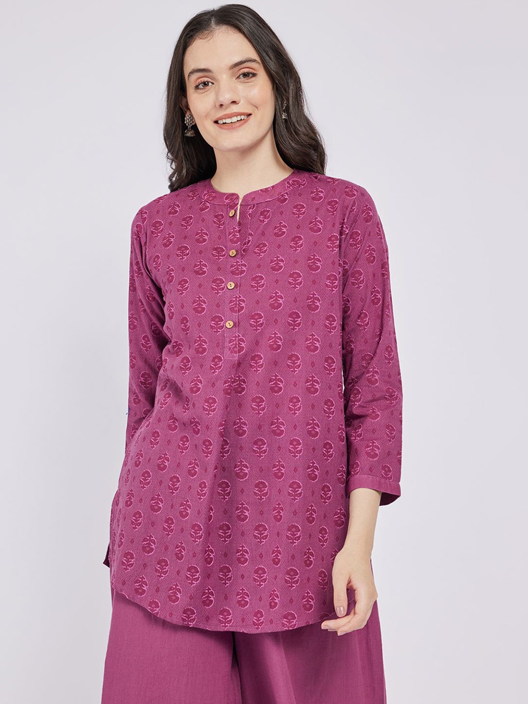 

Span A-line Printed Kurta, Purple