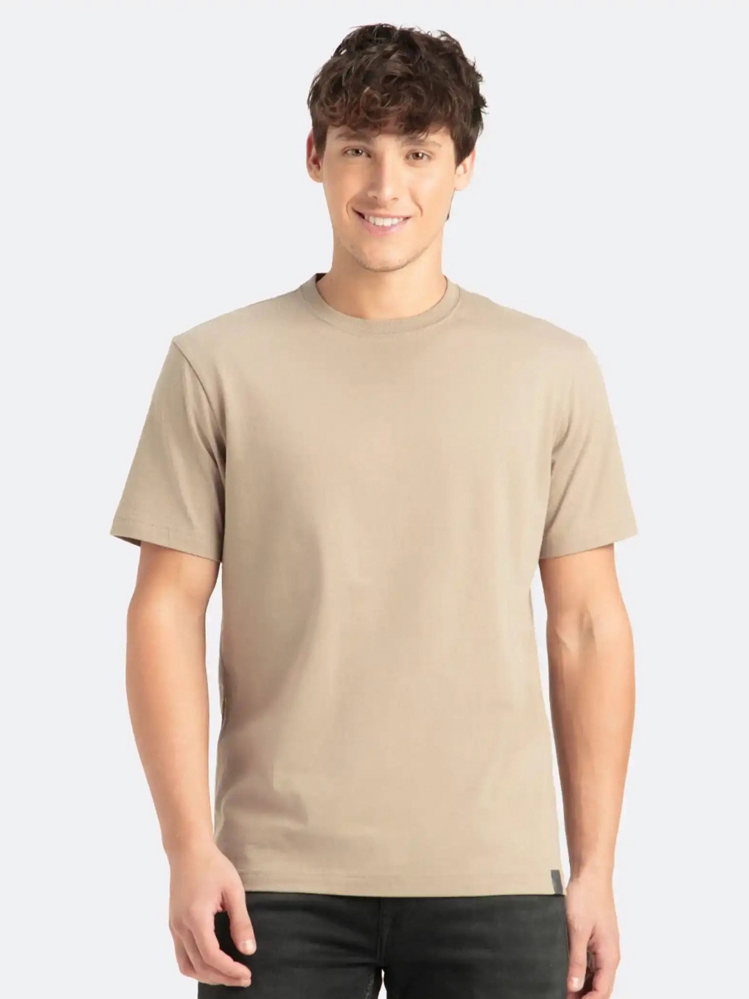 

Jockey Men Solid Round Neck T-shirt, Beige