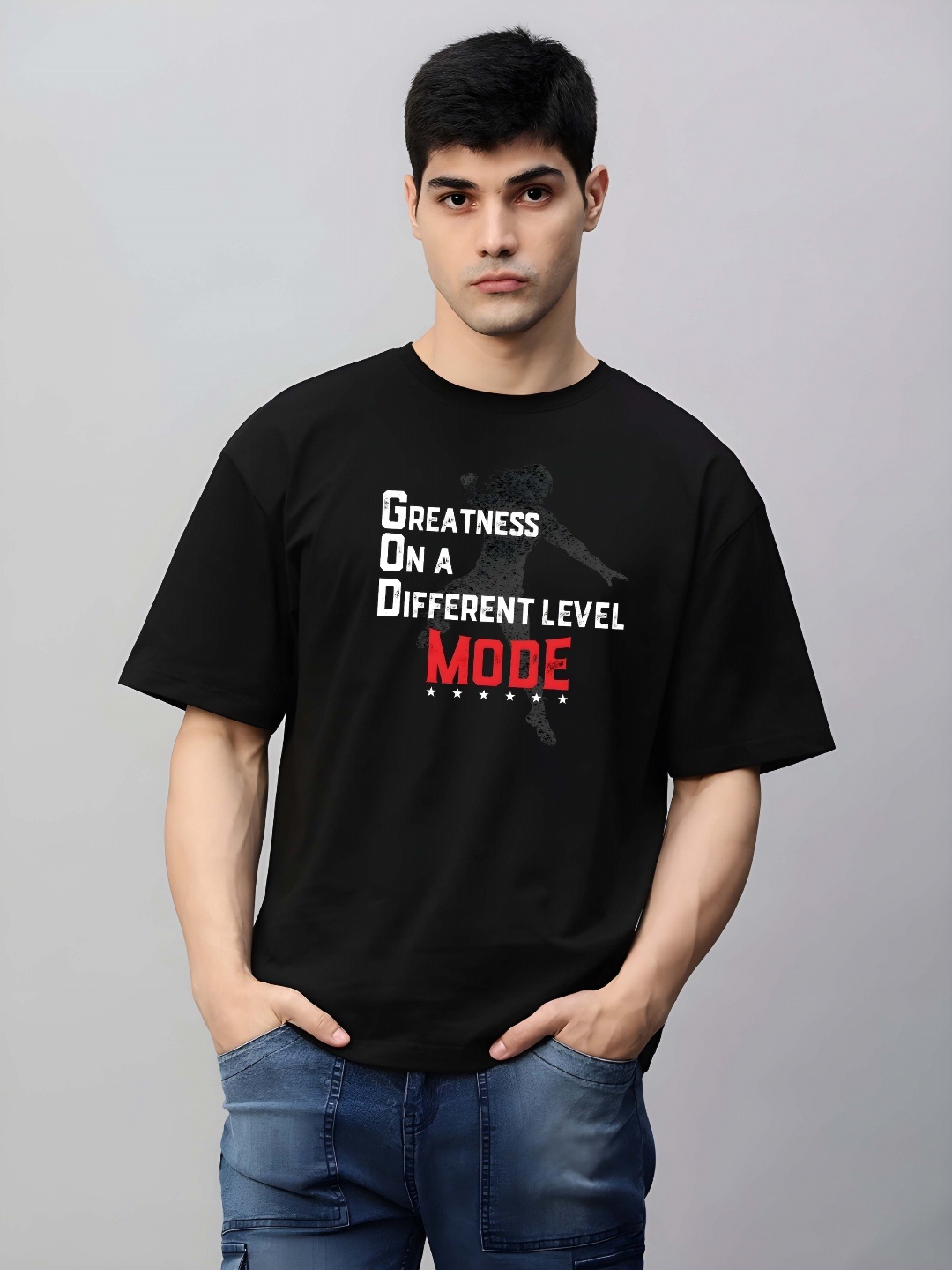 

THE BEETEL HOUSE Men Typography Printed Round Neck Cotton Relaxed Fit T-shirt, Black