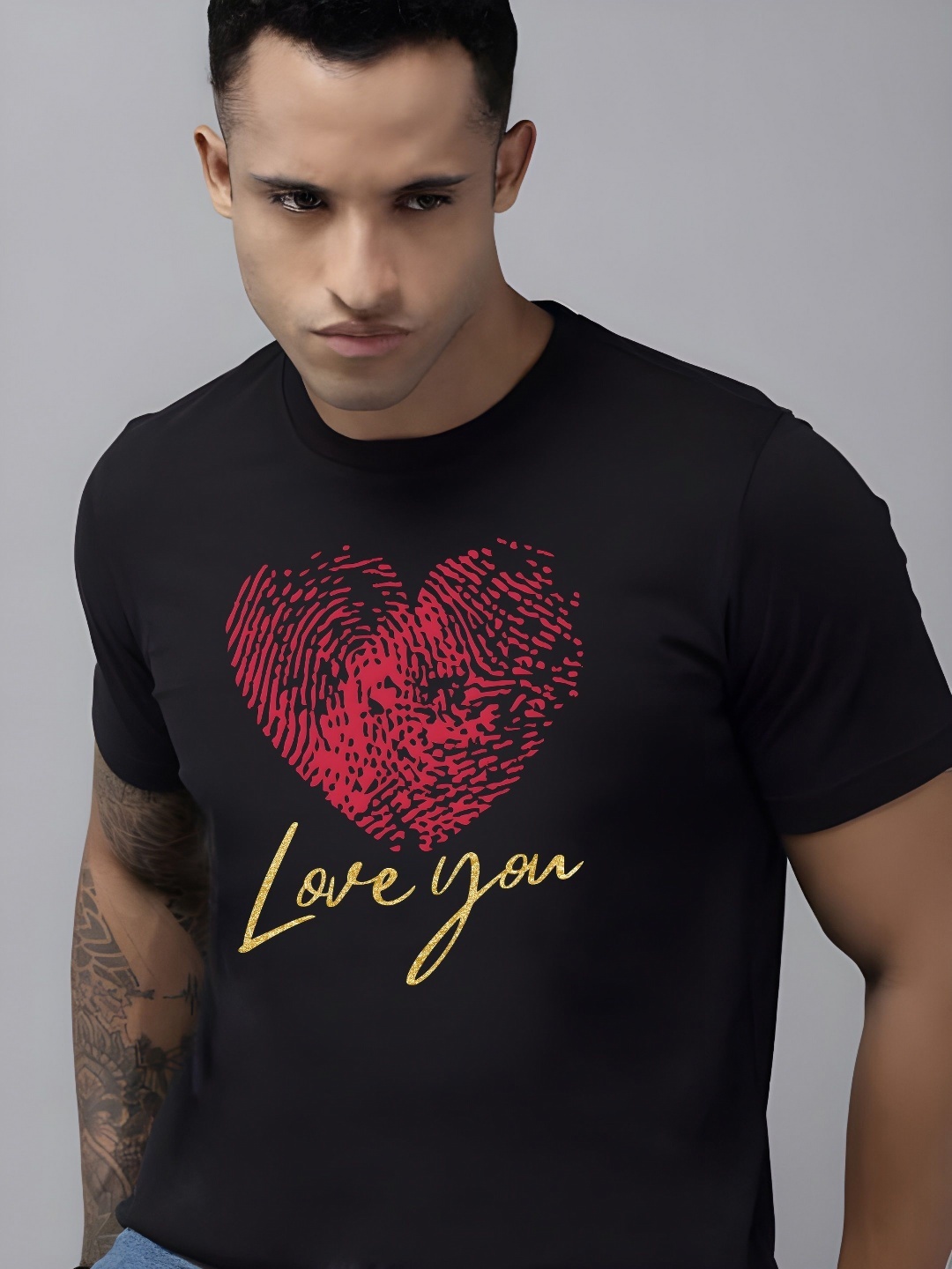 

THE BEETEL HOUSE Men Graphic Printed Round Neck Cotton T-shirt, Black