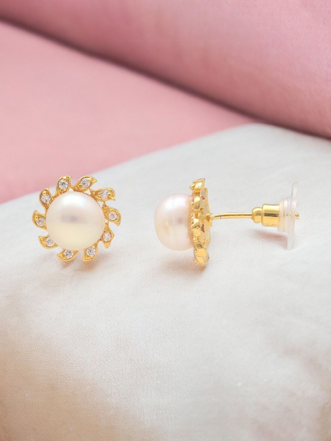

Sri Jagdamba Pearls Dealer Contemporary Hoop Earrings, White