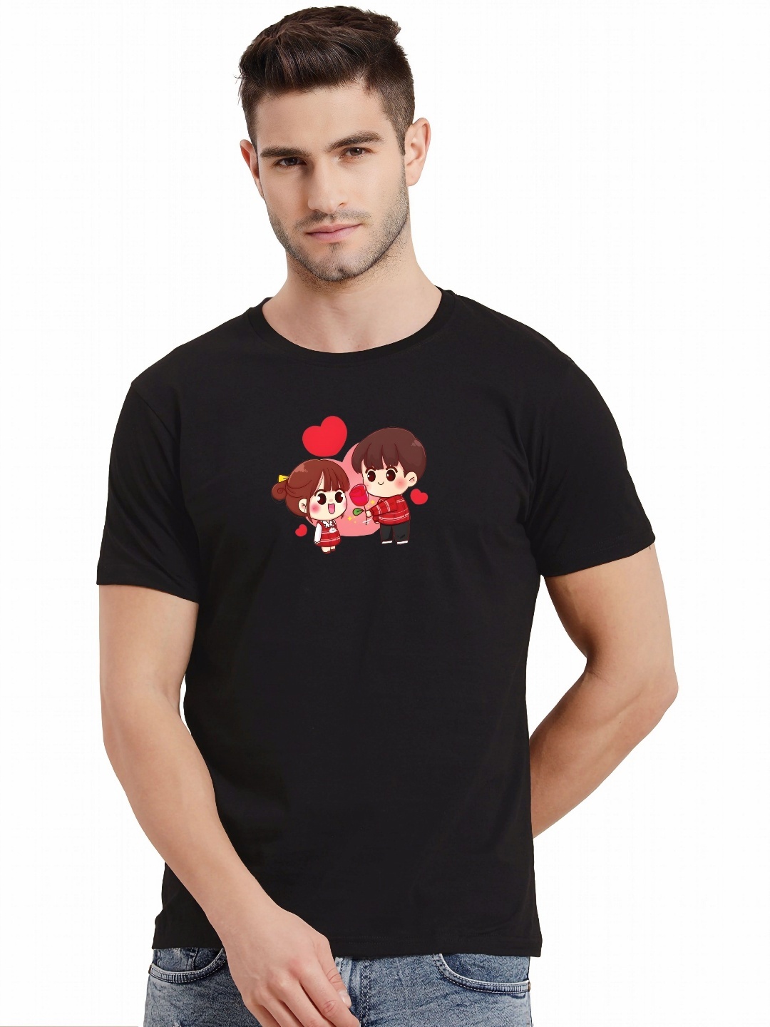 

THE BEETEL HOUSE Men Graphic Printed Round Neck Cotton T-shirt, Black