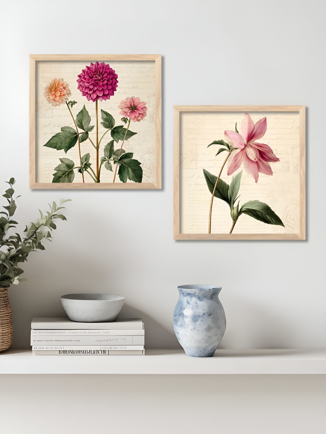 

Kotart Pink & Green 2 Pieces Floral And Botanical Wood Wall Art