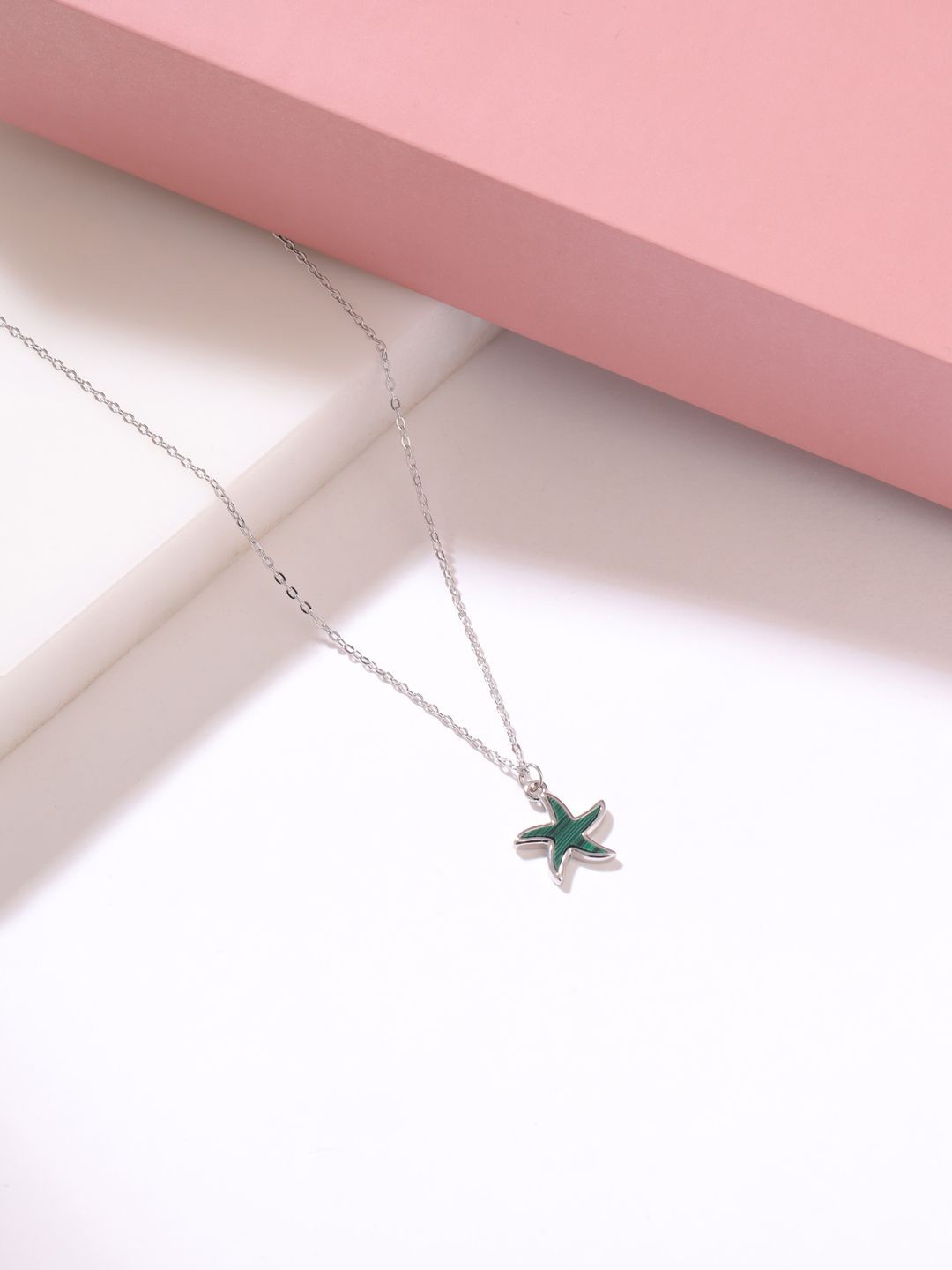 

Kicky And Perky Sterling Silver Silver-Plated Stones Studded Pendants with Chains