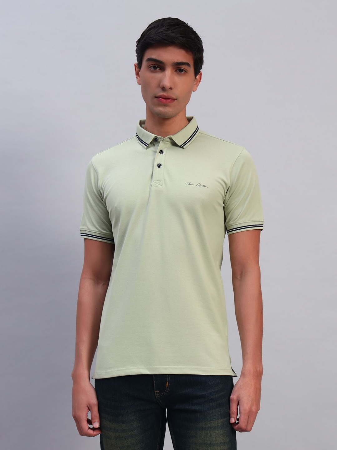 

TMO Polo Collar Half Sleeves Cotton T-shirt, Green