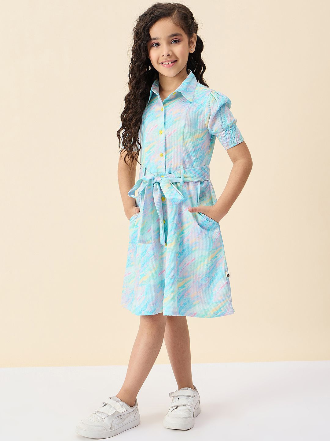 

StyloBug Girls Printed Shirt Dress, Blue