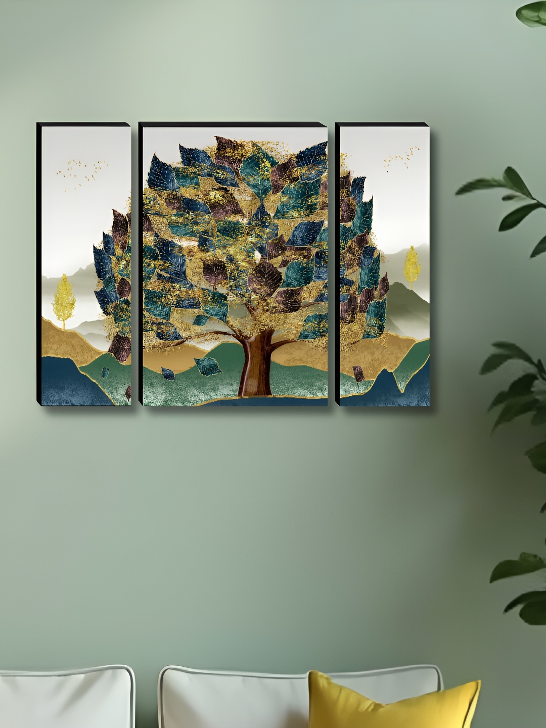 

Myntra Elegant Homes White & Green 3 Pcs Tree Floral & Botanical Synthetic Wood Wall Art