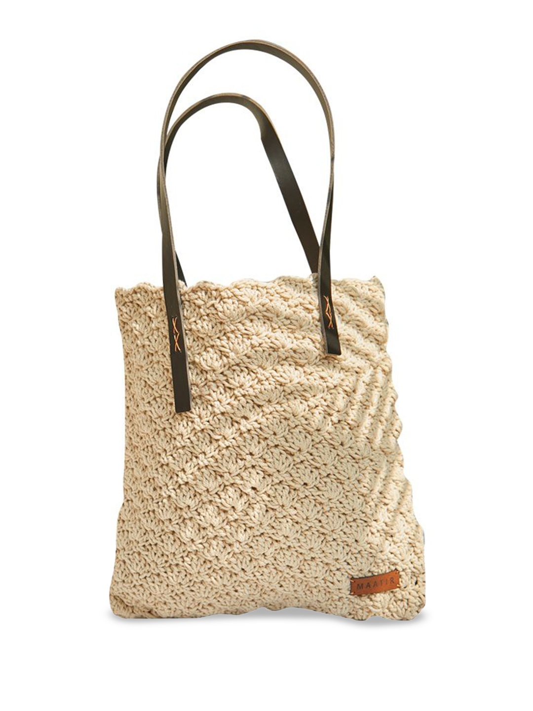 

MAATIR DESIGNS Women Textured Shopper Cotton Shoulder Bag, Beige