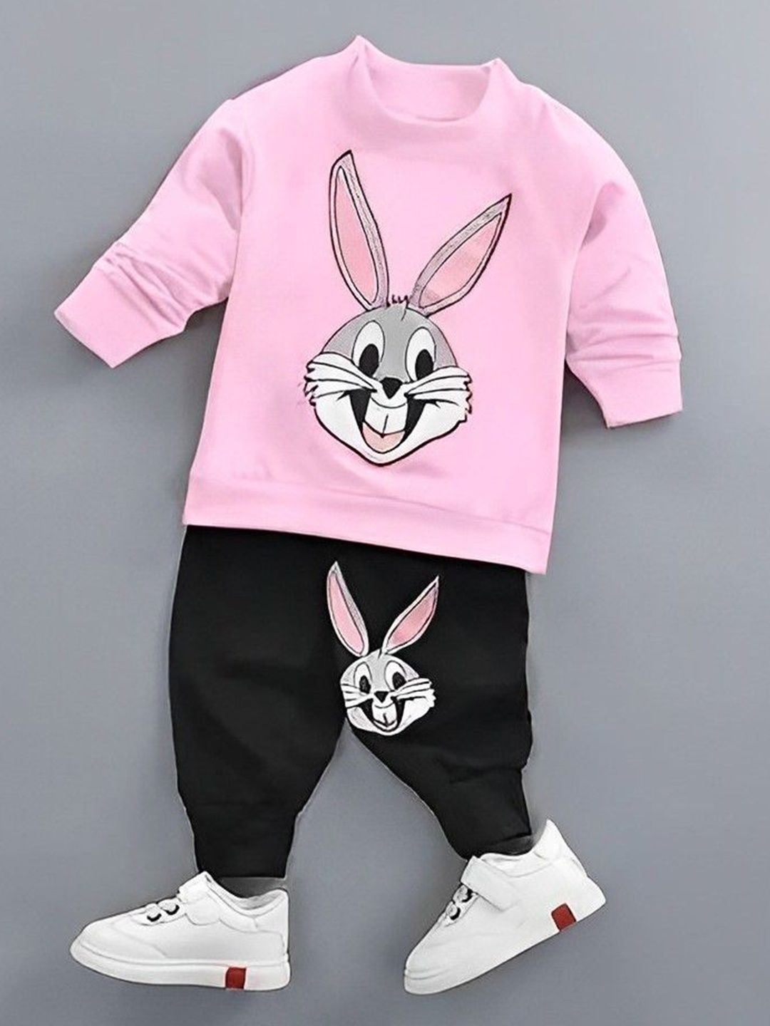 

KGN GARMENTS Boys Printed Round Neck Sweatshirt With Joggers, Pink