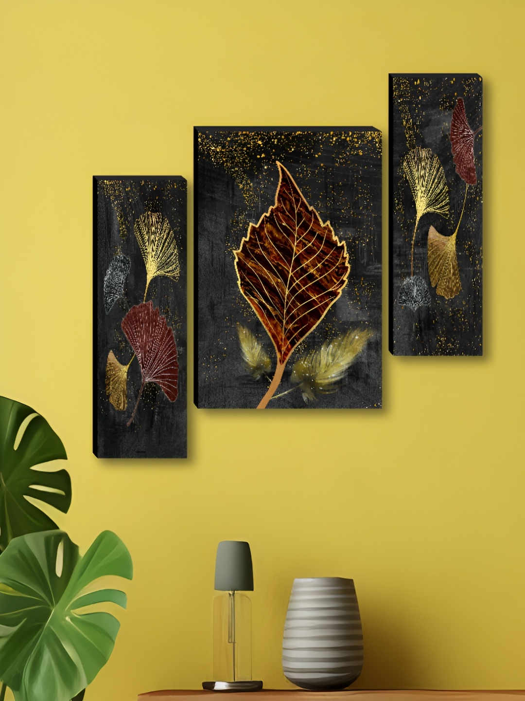 

Myntra Elegant Homes Grey & Gold-Toned 3 Pieces Floral and Botanical Wall Art