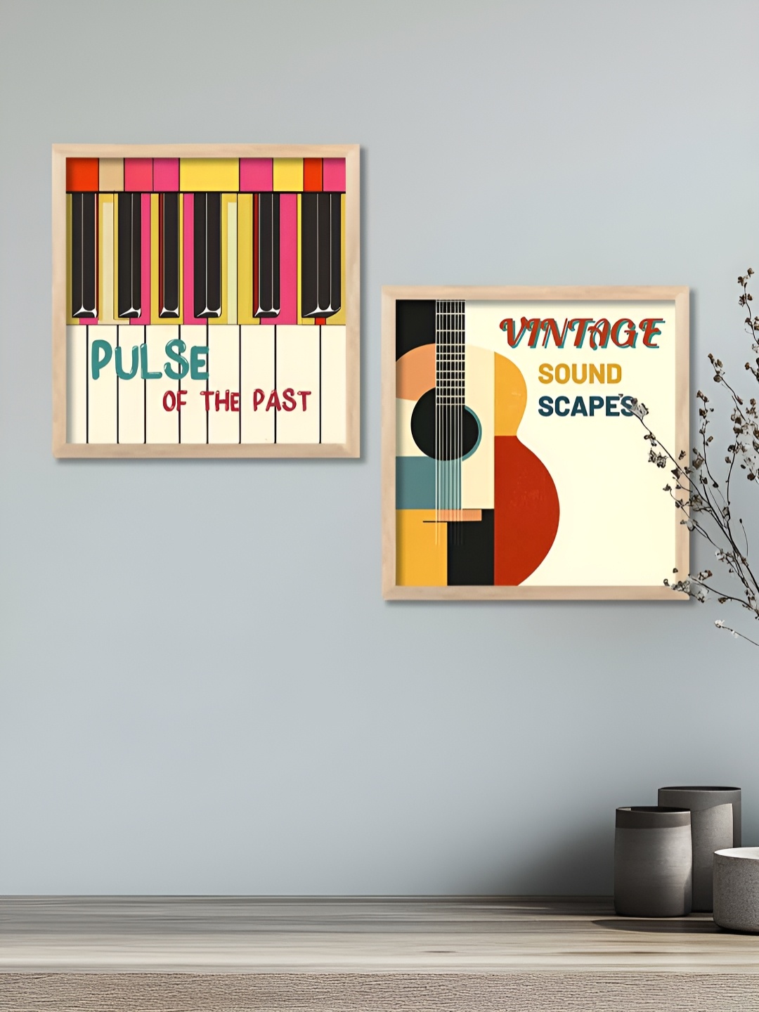 

Kotart Brown & Pink 2 Pieces Music Wood Wall Art