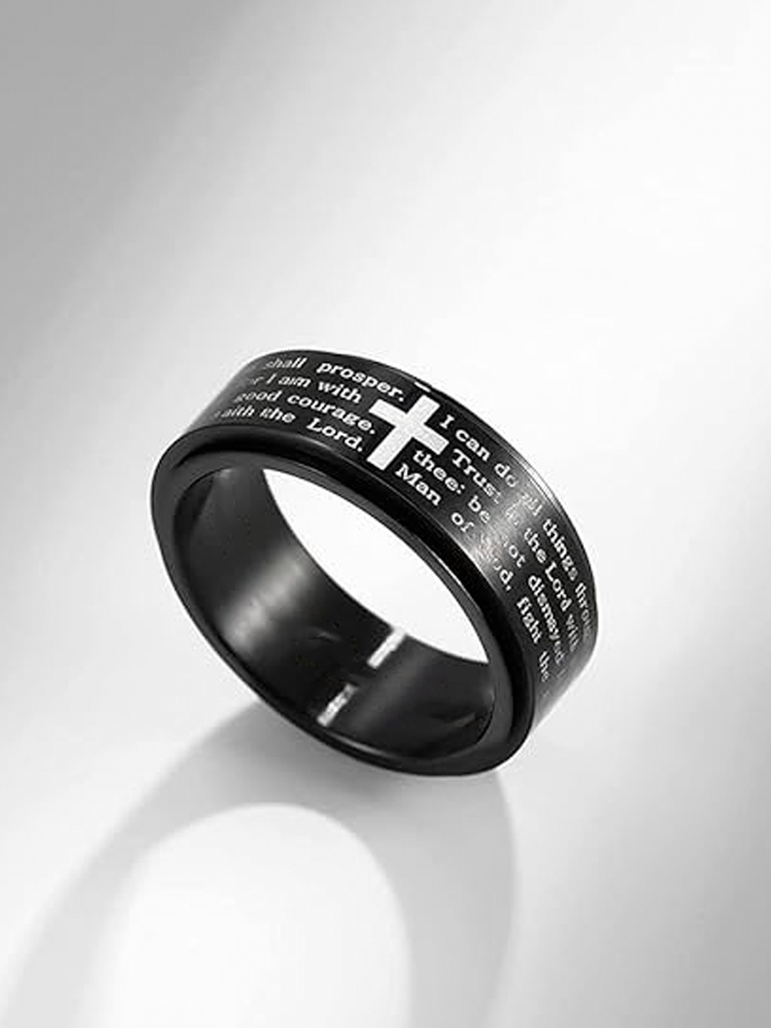 

The Roadster Lifestyle Co. Stainless Steel Cross Tough Bikers Ring, Black