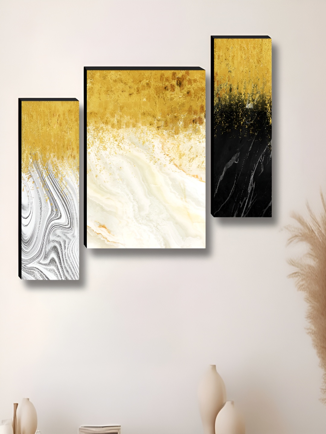

Myntra Elegant Homes White & Gold-Toned 3 Pieces Abstract Printed Wall Art