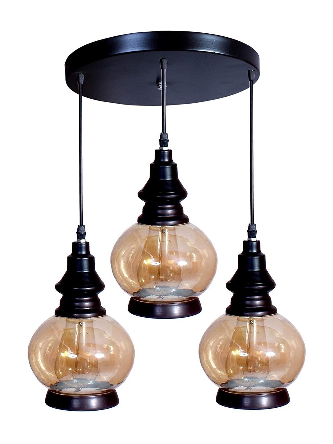 

GAUVIK Black & Gold-Toned Glass Traditional Ceiling Lamp