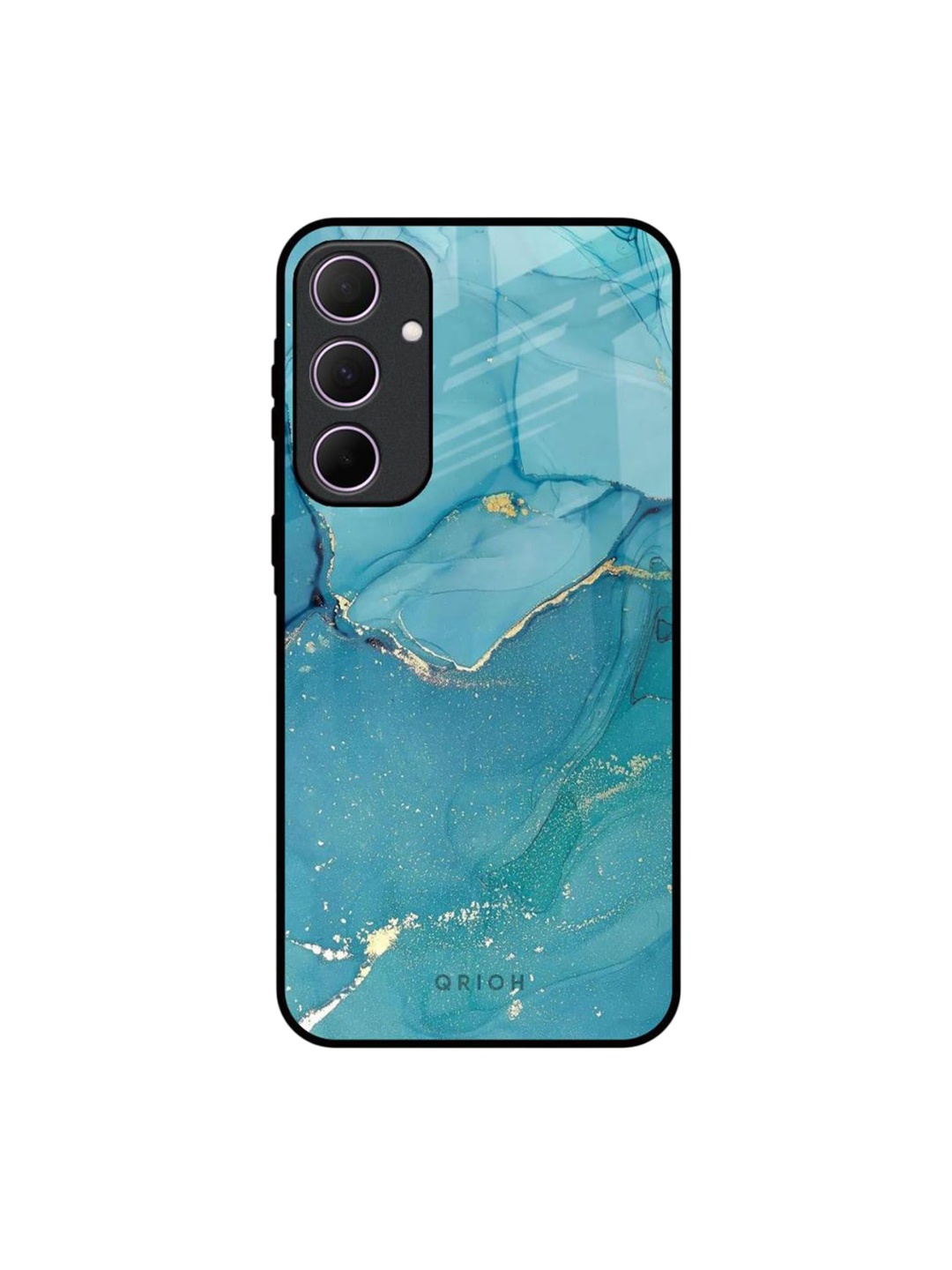 

QRIOH Blue Golden Glitter Real Samsung Galaxy A35 5G Impact Resistant Back Case