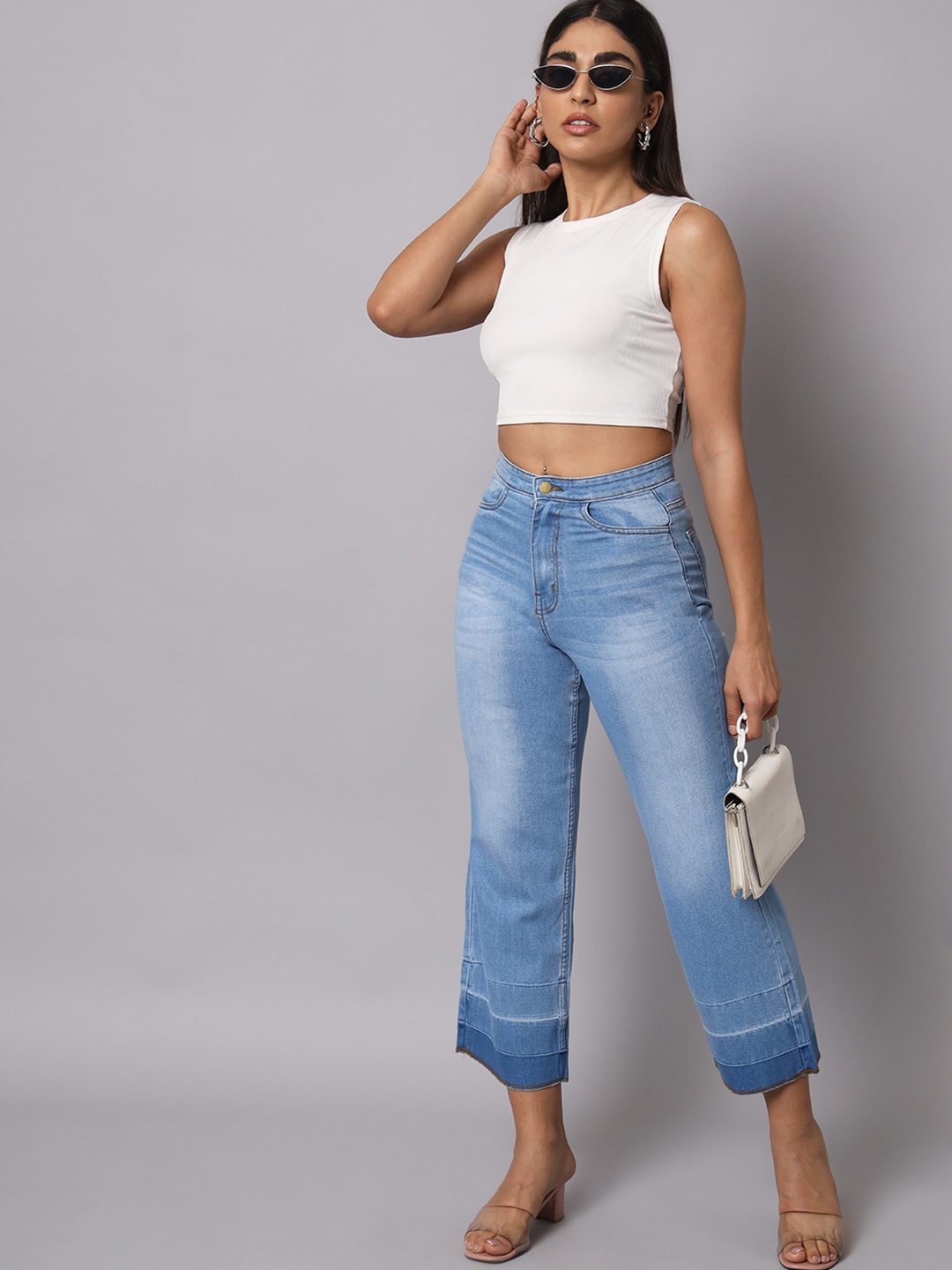 

Mast & Harbour Women Cotton High-Rise Heavy Fade Jeans, Blue