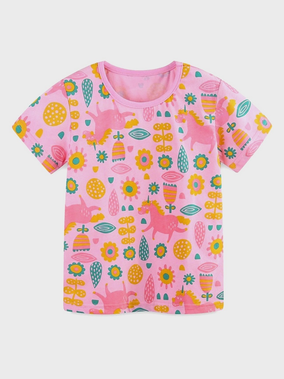 

LULU & SKY Girls Conversational Printed Round Neck Cotton T-shirt, Pink