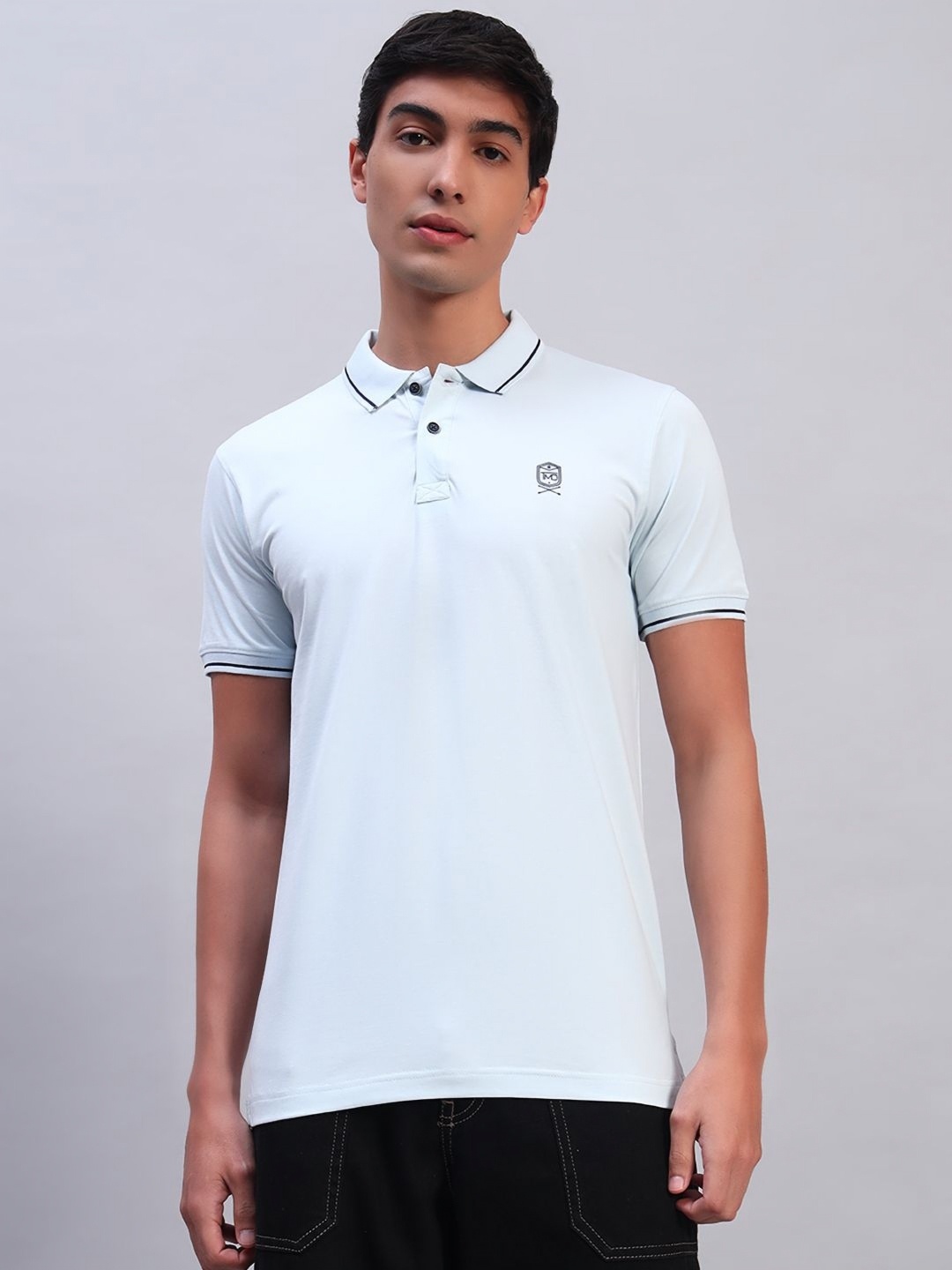 

TMO Men Solid Polo Collar Cotton T-shirt, Blue