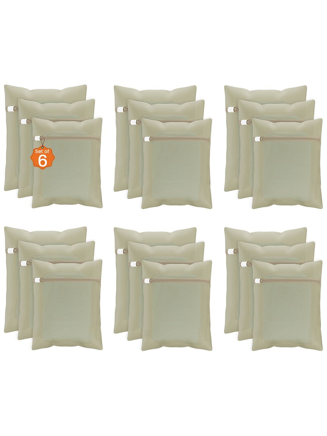 

Kuber Industries Beige 18 Pieces Reusable Rectangular Durable Laundry Bags With Zipper