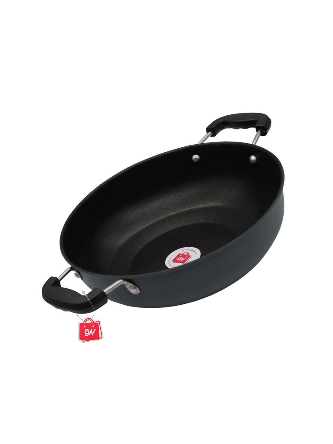 

LAZYwindow Black Metal Non Stick Kadhai 3L, Grey