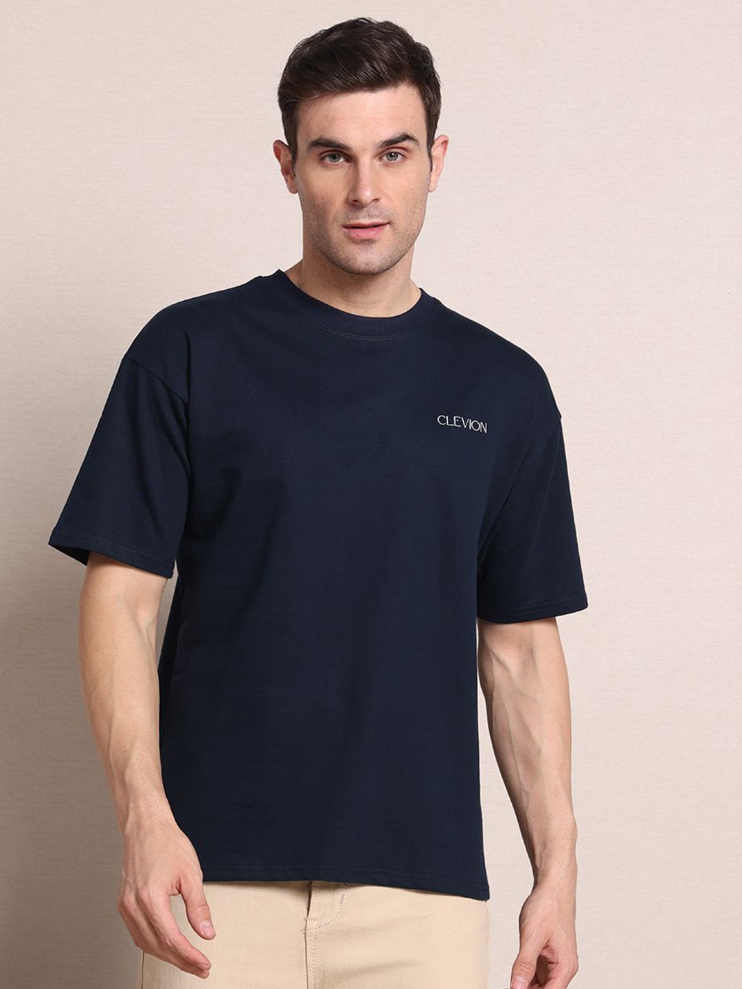 

Clevion Men Graphic Printed Round Neck Cotton Relaxed Fit T-shirt, Blue