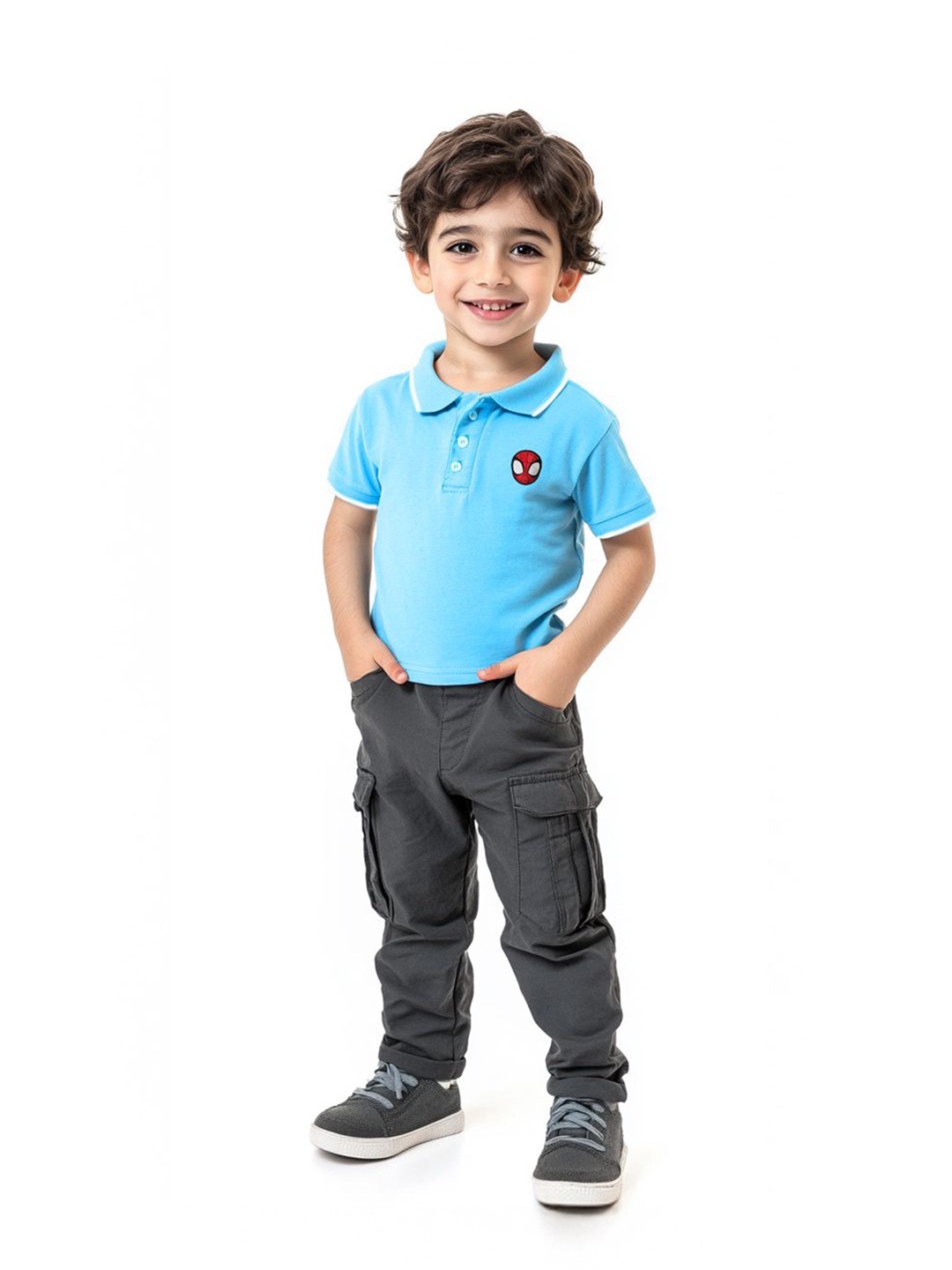 

Nauti Nati Boys Bio Finish Solid Polo Collar Cotton T-shirt, Blue