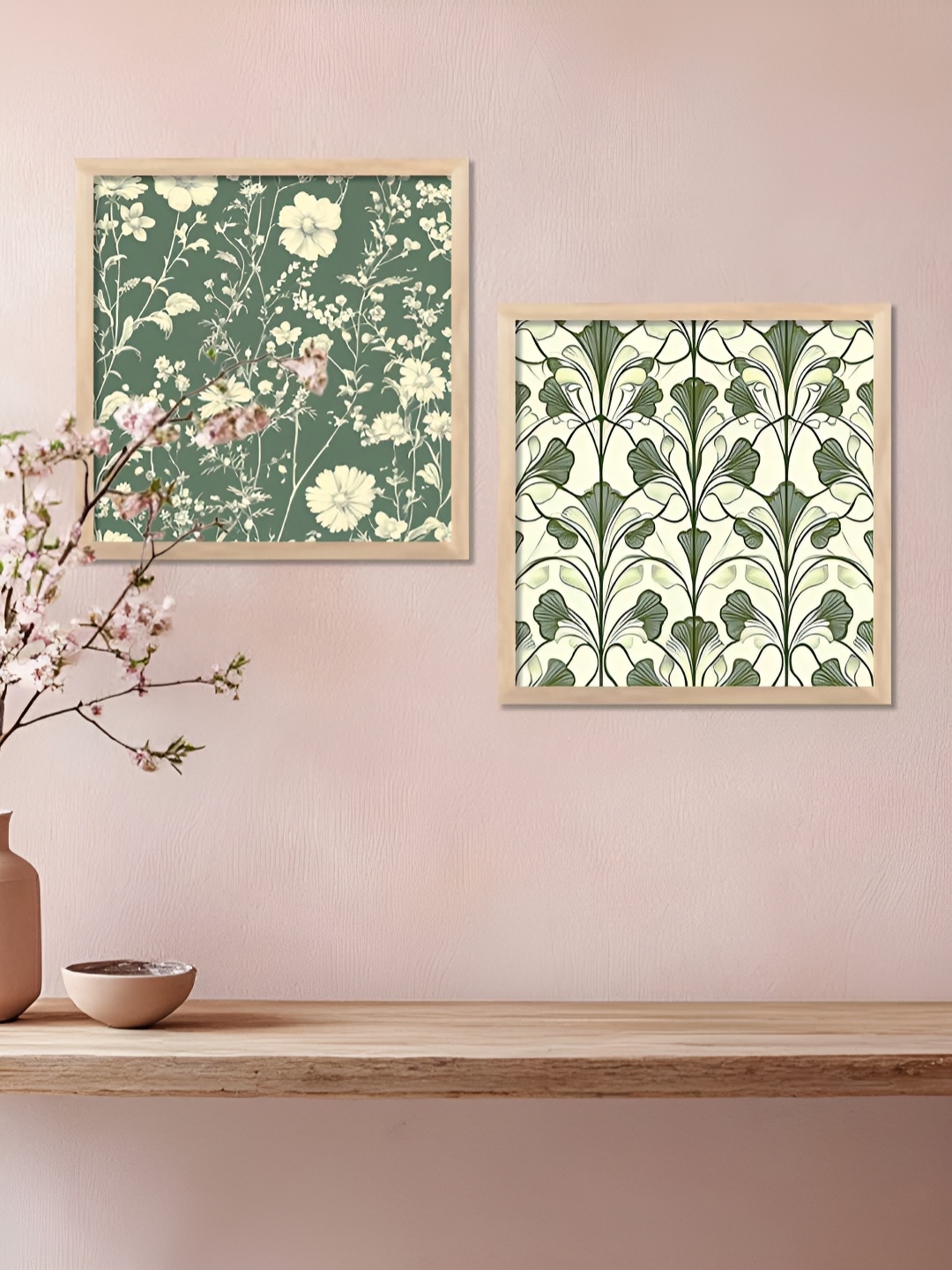 

Kotart White & Green 2 Pieces Floral And Botanical Wood Wall Art