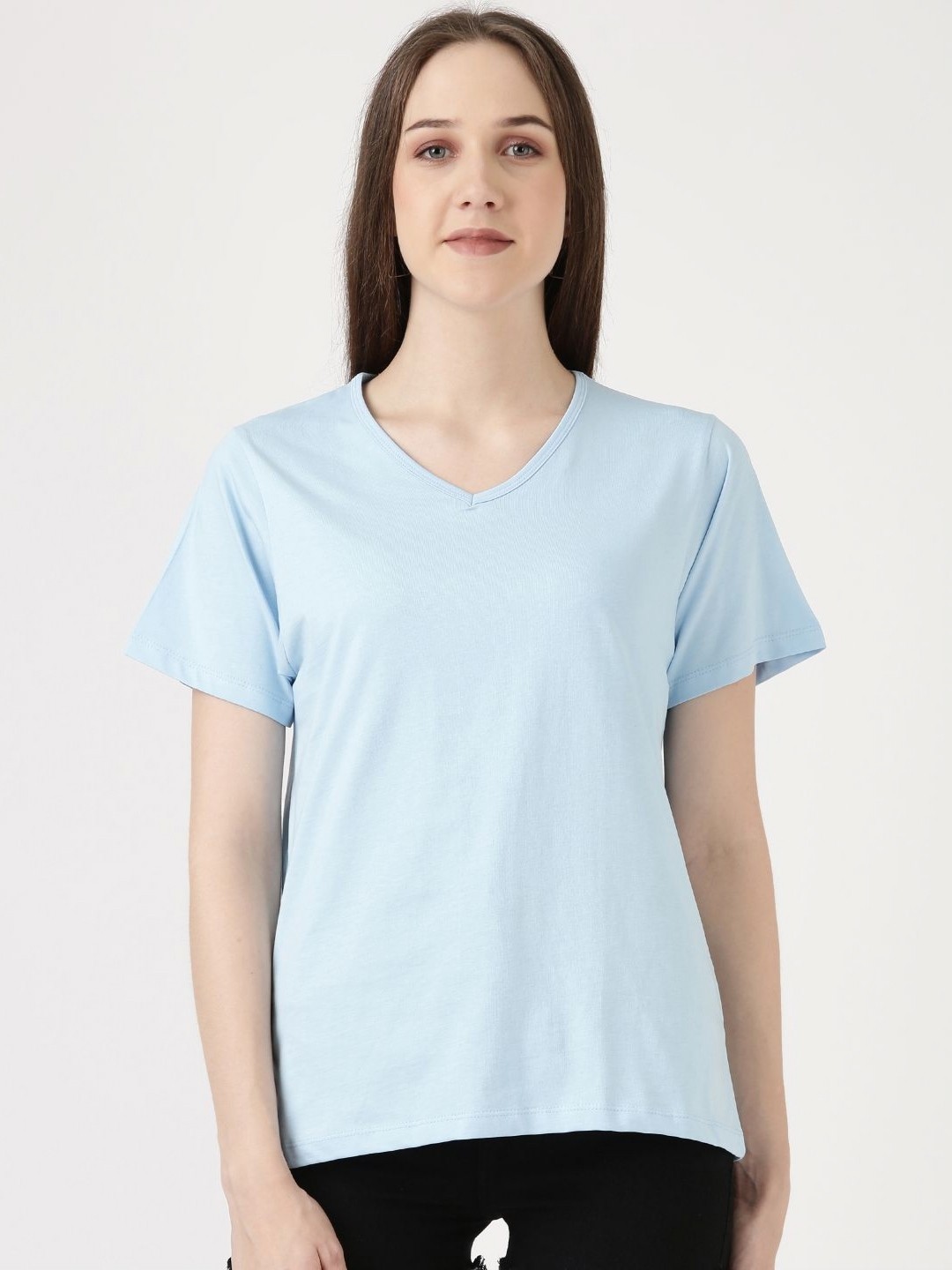 

FILMODE V-Neck Bio Finish Raw Edge T-shirt, Blue