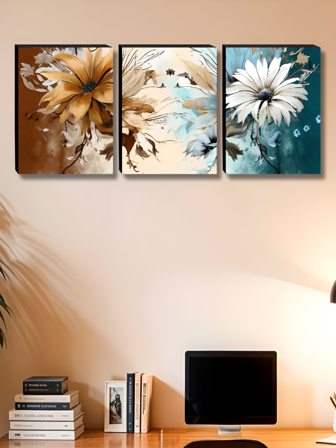 

Myntra Elegant Homes Beige & Blue 3 Pieces Floral and Botanical Wall Arts