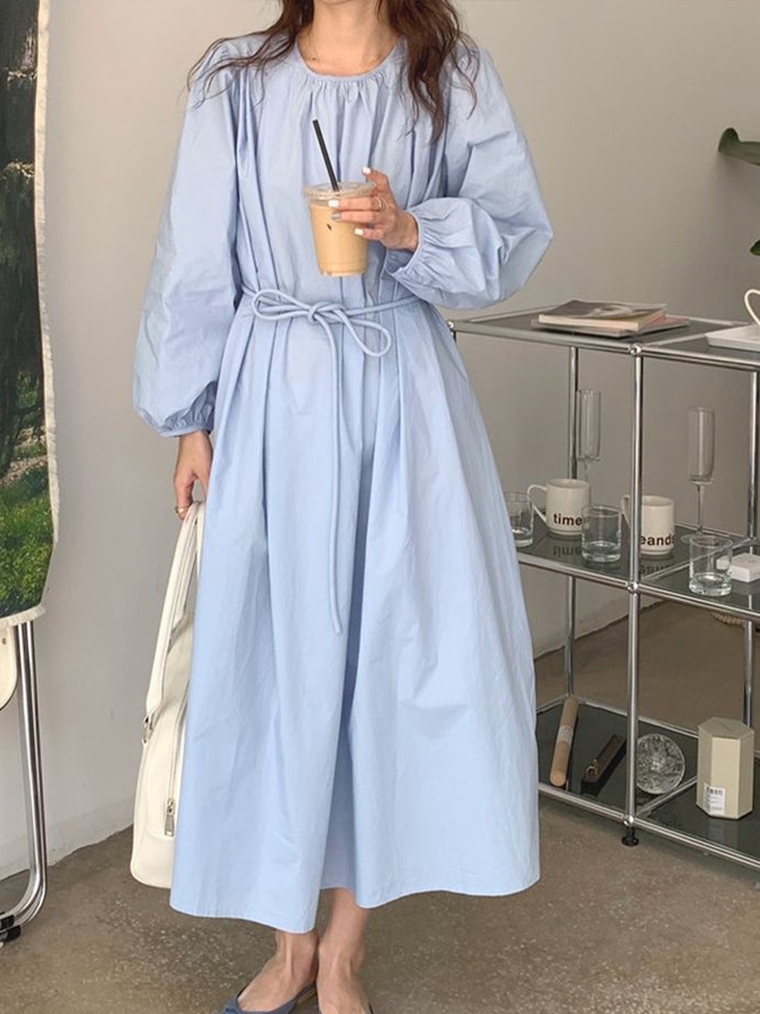 

LULU & SKY Flared Sleeve Fit & Flare Midi Dress, Blue