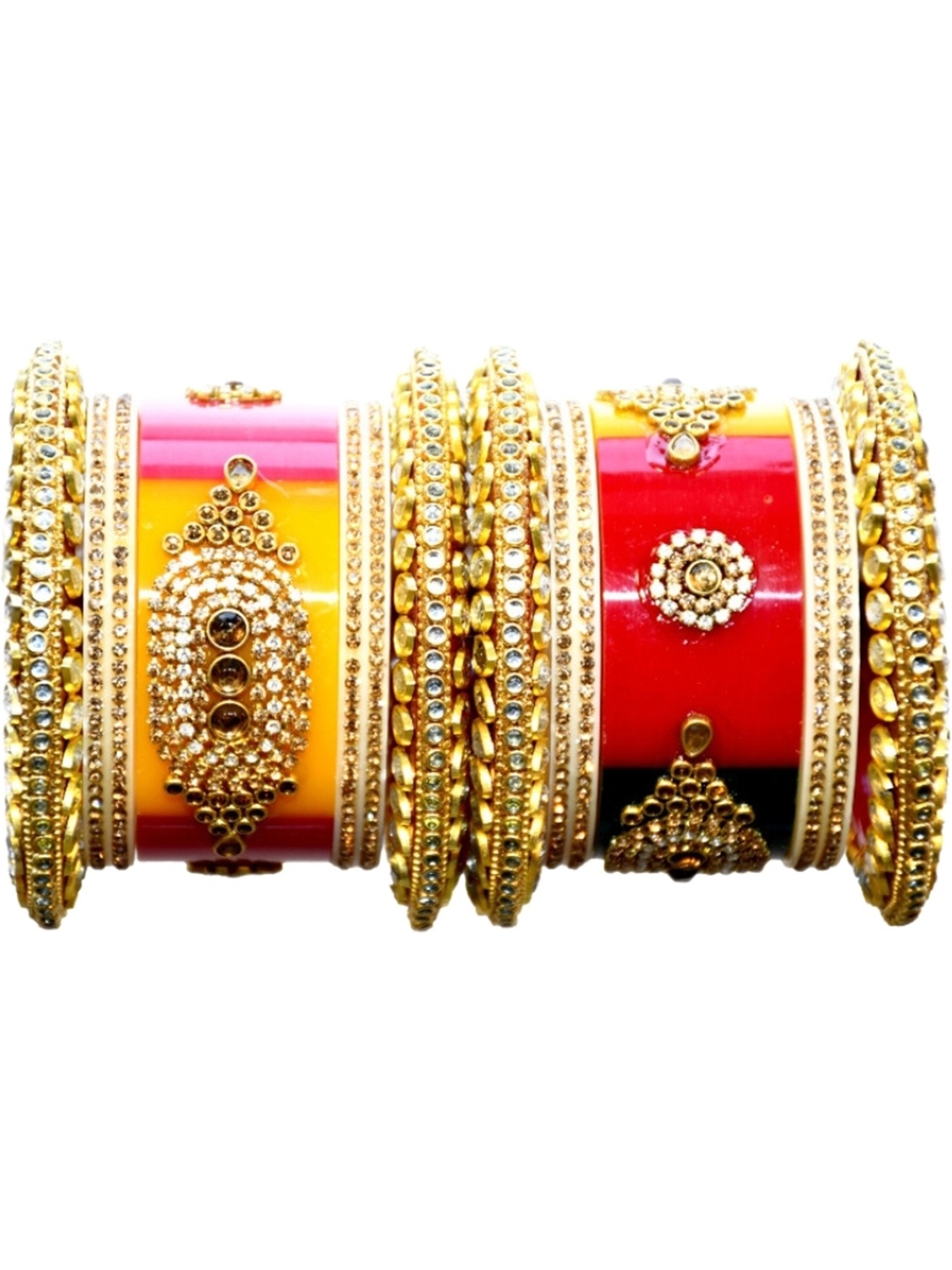 

Zindura Set Of 2 Gold-Plated Stones-Studded Chuda Bangles