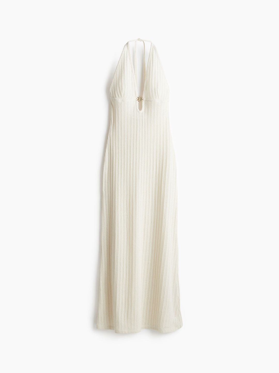 

H&M Women Embellished Pointelle-Knit Dress, White