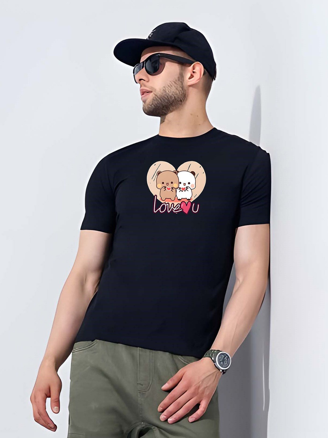 

THE BEETEL HOUSE Men Graphic Printed Round Neck Cotton T-shirt, Black