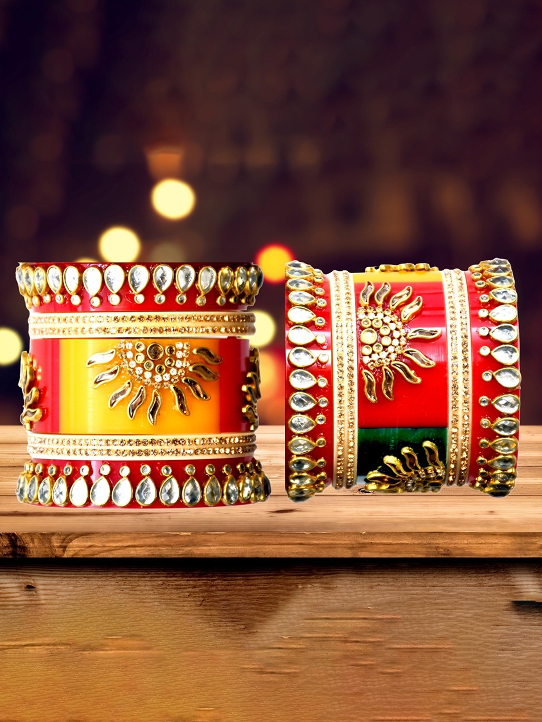 

Zindura Set Of 2 Gold-Plated American Diamond Studded Chuda Bangles