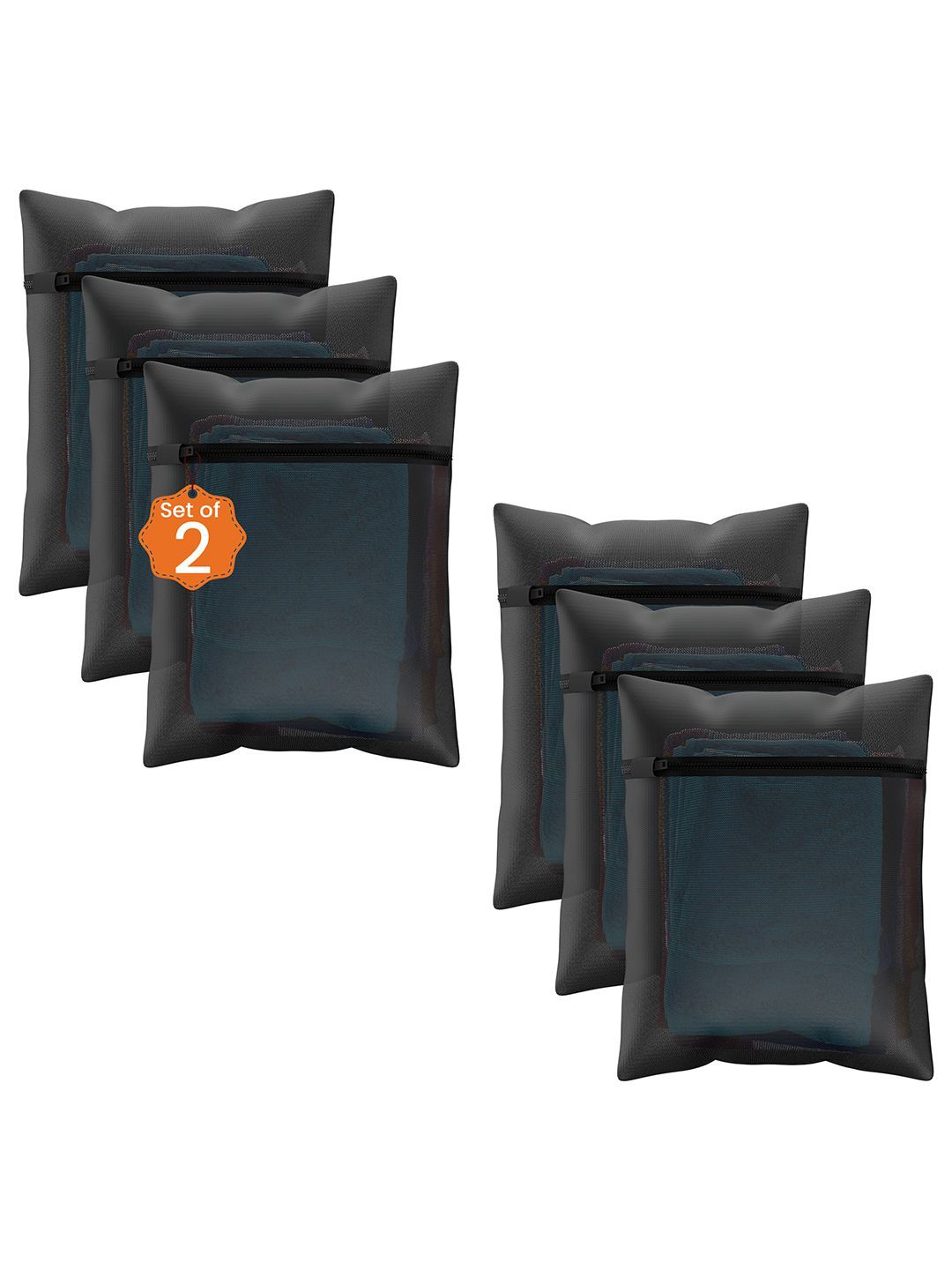 

Kuber Industries Black 6 Pieces Reusable Rectangular Durable Laundry Bags With Zipper